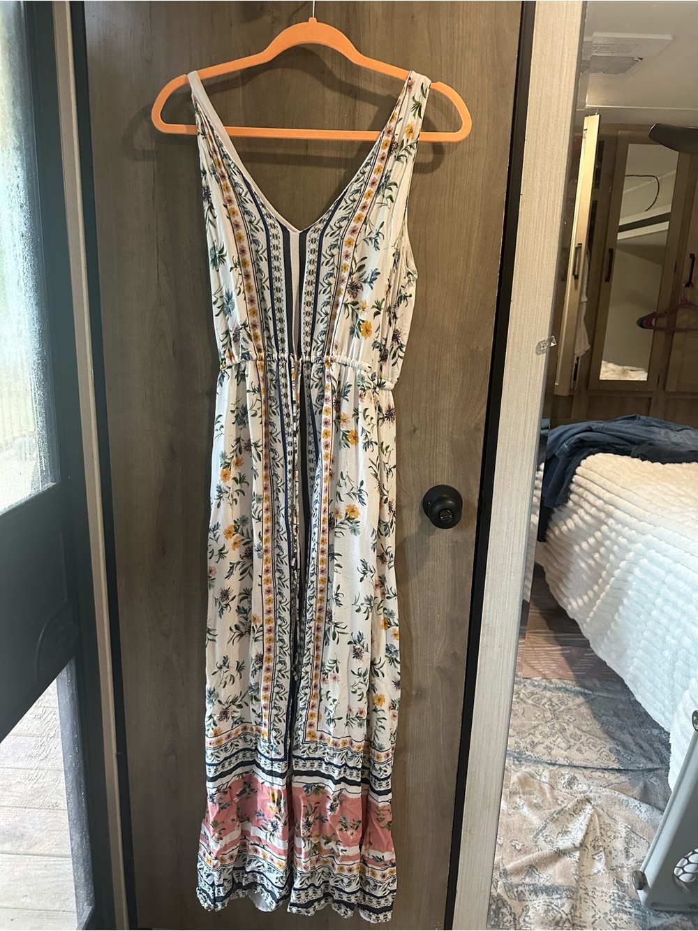 Lucky Brand Floral Boho Maxi Dress Size M V-Neck Sleeveless